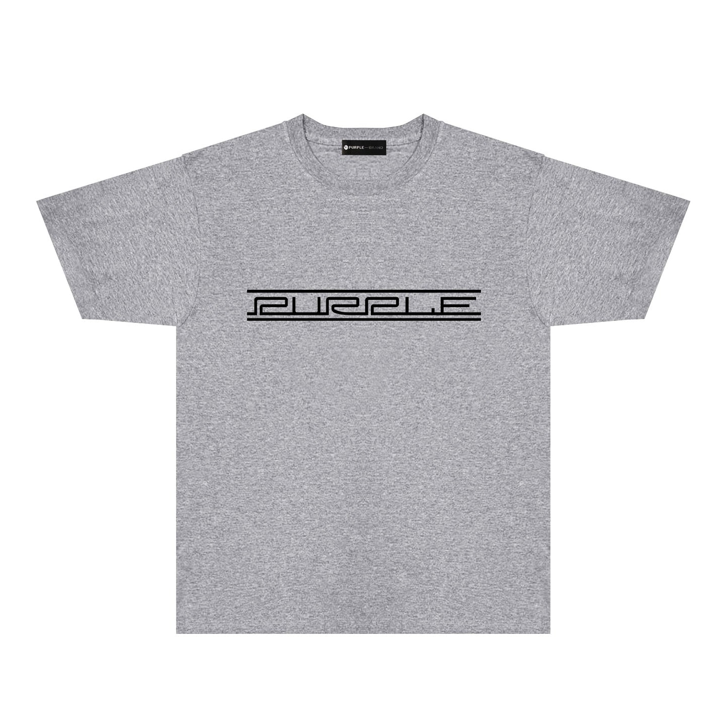 Purple Patterned Letter Graphic T-Shirt Short Sleeve Casual Streetwear Tee PUR088