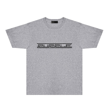 Purple Patterned Letter Graphic T-Shirt Short Sleeve Casual Streetwear Tee PUR088