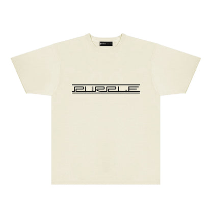 Purple Patterned Letter Graphic T-Shirt Short Sleeve Casual Streetwear Tee PUR088