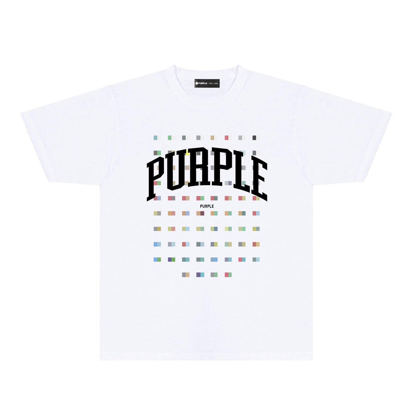 Purple Multicolor Block Graphic T-Shirt Short Sleeve Casual Streetwear Tee PUR089