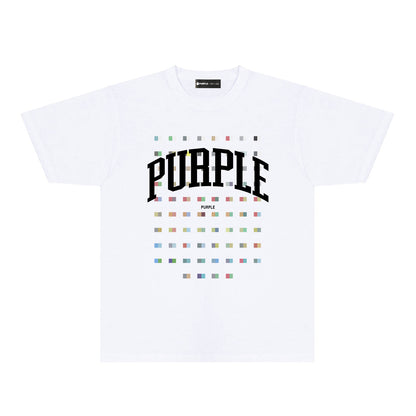 Purple Multicolor Block Graphic T-Shirt Short Sleeve Casual Streetwear Tee PUR089
