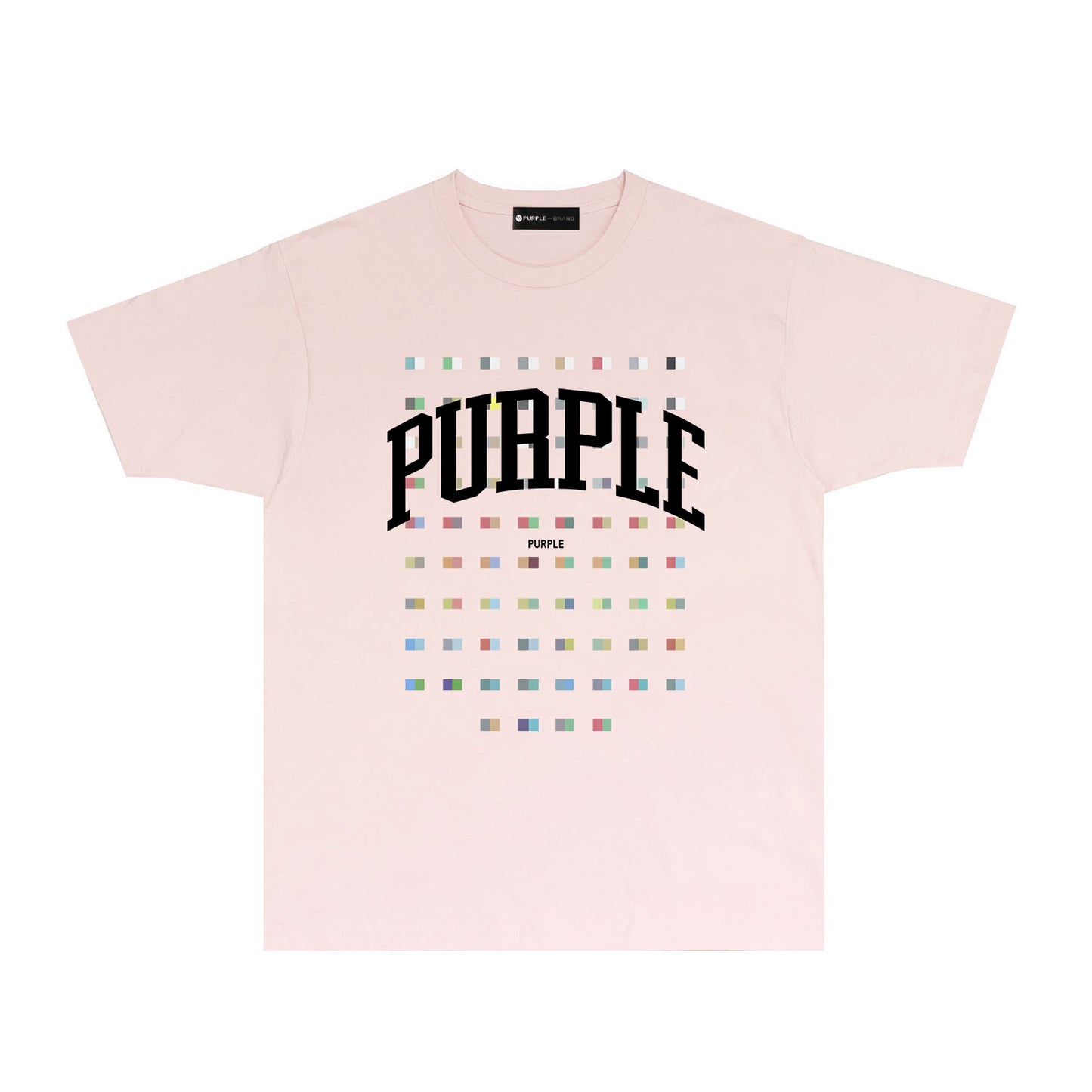 Purple Multicolor Block Graphic T-Shirt Short Sleeve Casual Streetwear Tee PUR089