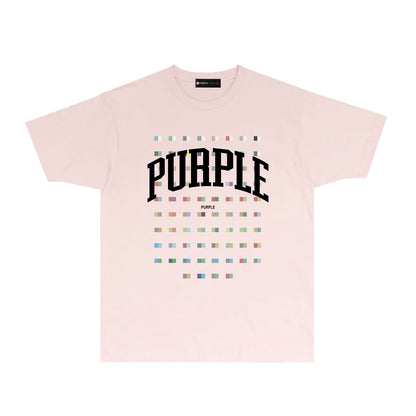 Purple Multicolor Block Graphic T-Shirt Short Sleeve Casual Streetwear Tee PUR089