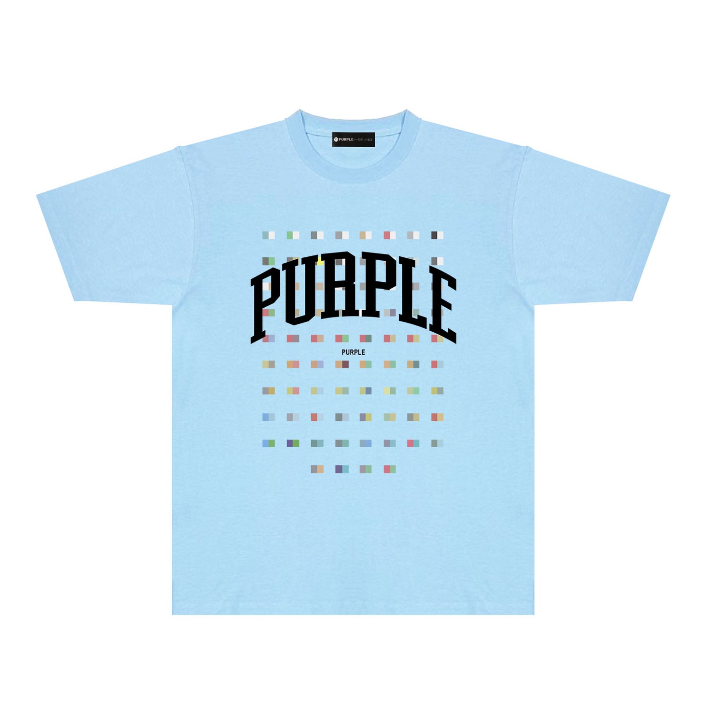 Purple Multicolor Block Graphic T-Shirt Short Sleeve Casual Streetwear Tee PUR089