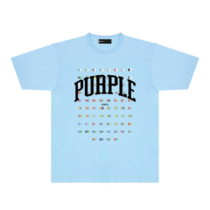 Purple Multicolor Block Graphic T-Shirt Short Sleeve Casual Streetwear Tee PUR089