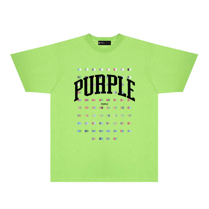 Purple Multicolor Block Graphic T-Shirt Short Sleeve Casual Streetwear Tee PUR089