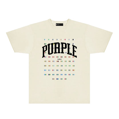Purple Multicolor Block Graphic T-Shirt Short Sleeve Casual Streetwear Tee PUR089