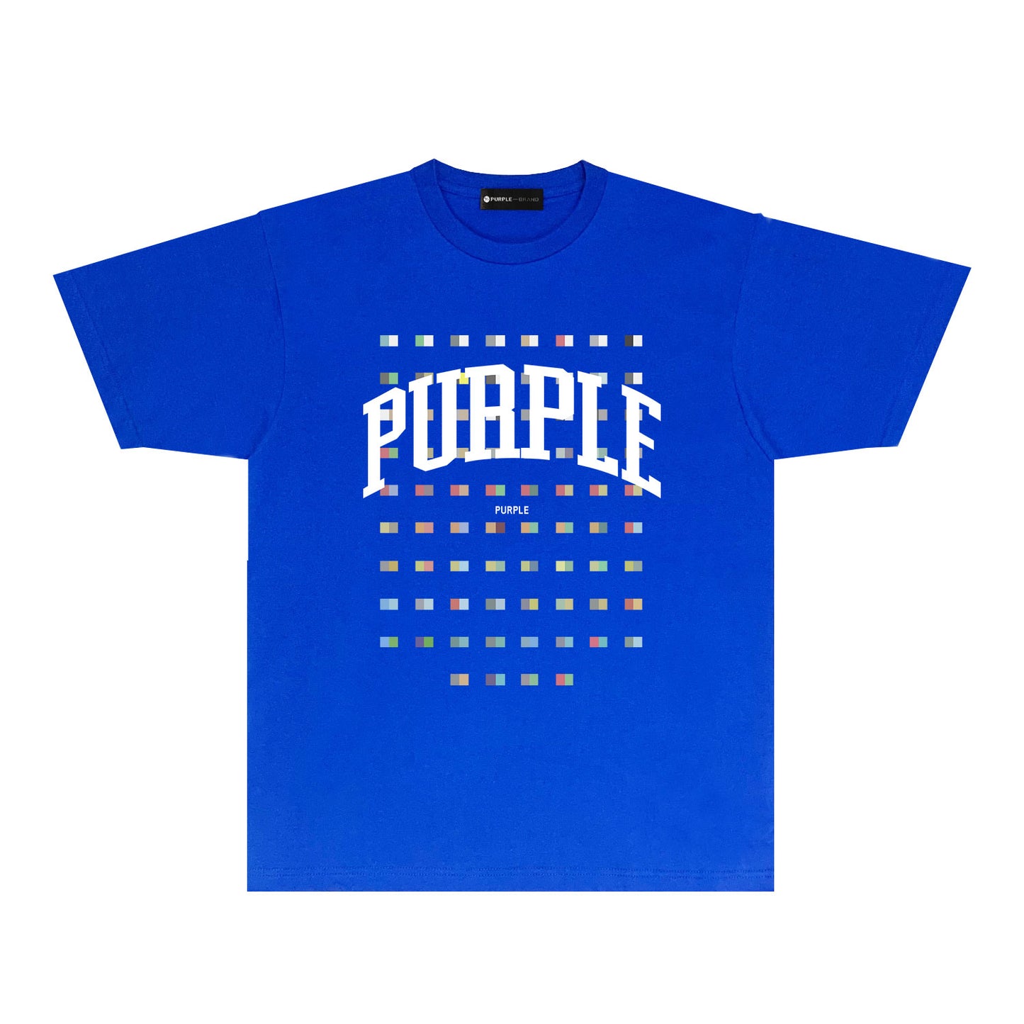 Purple Multicolor Block Graphic T-Shirt Short Sleeve Casual Streetwear Tee PUR089