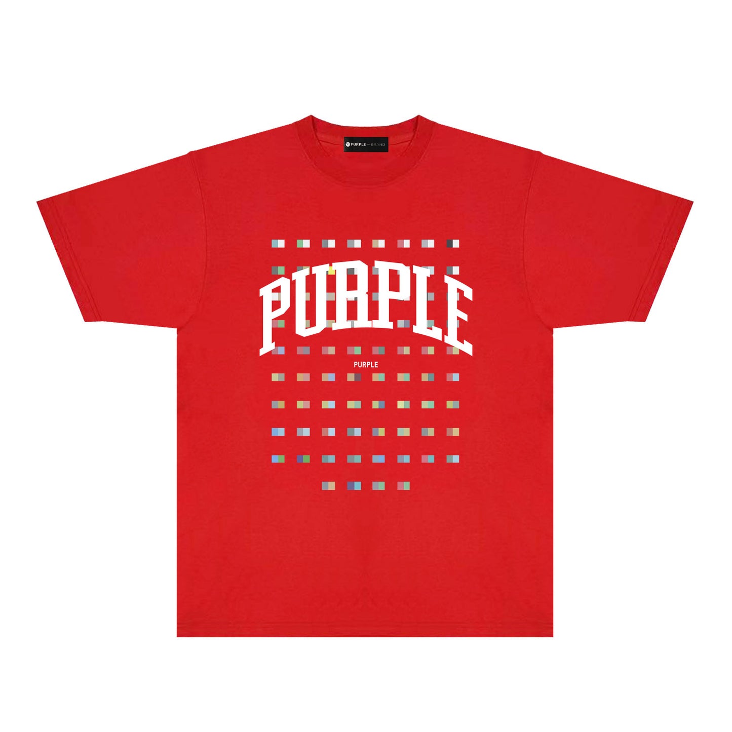 Purple Multicolor Block Graphic T-Shirt Short Sleeve Casual Streetwear Tee PUR089