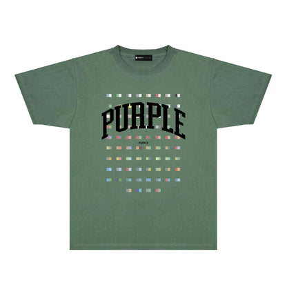 Purple Multicolor Block Graphic T-Shirt Short Sleeve Casual Streetwear Tee PUR089
