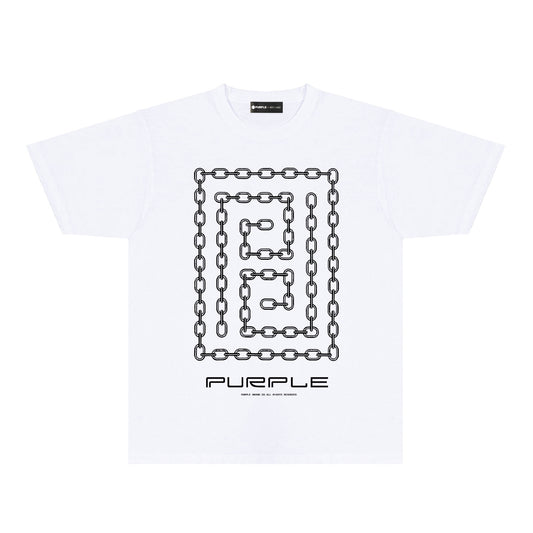 Purple Chain Graphic T-Shirt Short Sleeve Casual Streetwear Tee PUR090