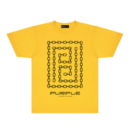 Purple Chain Graphic T-Shirt Short Sleeve Casual Streetwear Tee PUR090