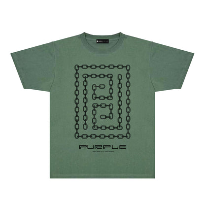 Purple Chain Graphic T-Shirt Short Sleeve Casual Streetwear Tee PUR090
