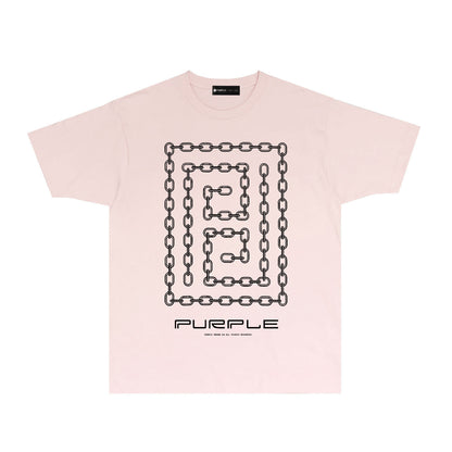 Purple Chain Graphic T-Shirt Short Sleeve Casual Streetwear Tee PUR090