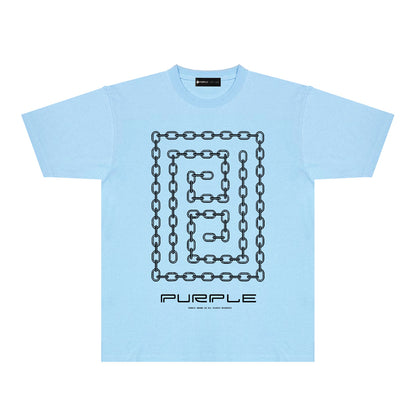 Purple Chain Graphic T-Shirt Short Sleeve Casual Streetwear Tee PUR090