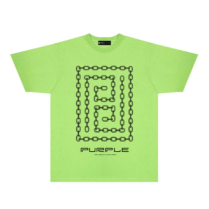 Purple Chain Graphic T-Shirt Short Sleeve Casual Streetwear Tee PUR090