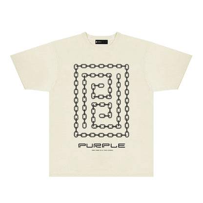 Purple Chain Graphic T-Shirt Short Sleeve Casual Streetwear Tee PUR090