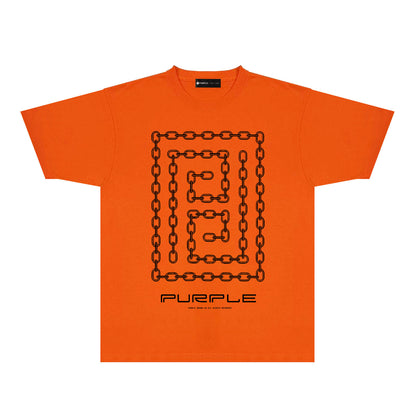 Purple Chain Graphic T-Shirt Short Sleeve Casual Streetwear Tee PUR090
