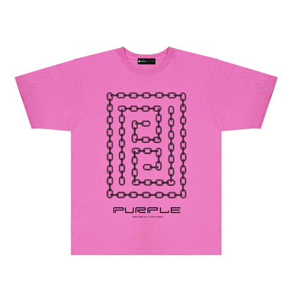 Purple Chain Graphic T-Shirt Short Sleeve Casual Streetwear Tee PUR090