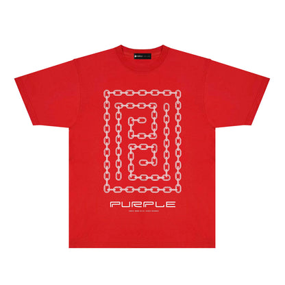 Purple Chain Graphic T-Shirt Short Sleeve Casual Streetwear Tee PUR090