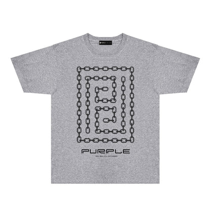 Purple Chain Graphic T-Shirt Short Sleeve Casual Streetwear Tee PUR090