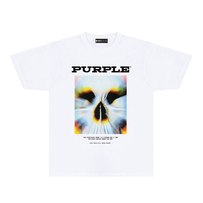 Purple Abstract Cute Pet Graphic T-Shirt Short Sleeve Casual Streetwear Tee PUR091