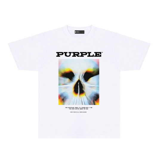 Purple Abstract Cute Pet Graphic T-Shirt Short Sleeve Casual Streetwear Tee PUR091