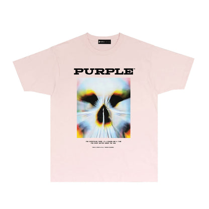 Purple Abstract Cute Pet Graphic T-Shirt Short Sleeve Casual Streetwear Tee PUR091