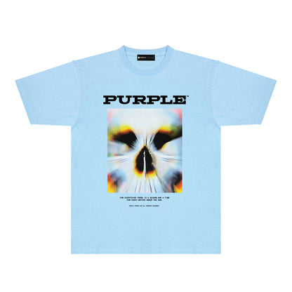 Purple Abstract Cute Pet Graphic T-Shirt Short Sleeve Casual Streetwear Tee PUR091