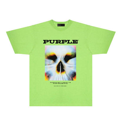 Purple Abstract Cute Pet Graphic T-Shirt Short Sleeve Casual Streetwear Tee PUR091