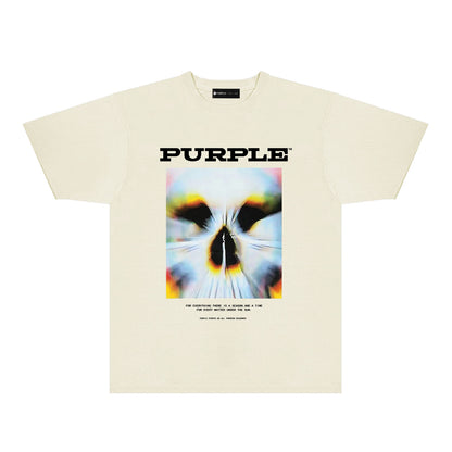 Purple Abstract Cute Pet Graphic T-Shirt Short Sleeve Casual Streetwear Tee PUR091