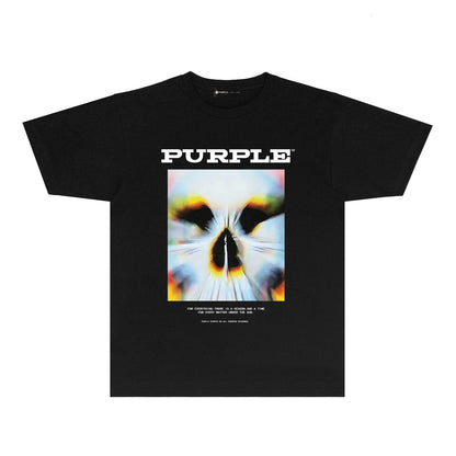 Purple Abstract Cute Pet Graphic T-Shirt Short Sleeve Casual Streetwear Tee PUR091