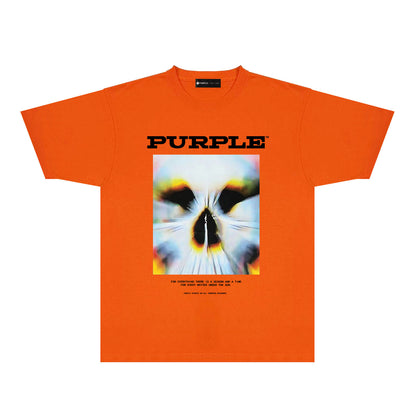 Purple Abstract Cute Pet Graphic T-Shirt Short Sleeve Casual Streetwear Tee PUR091