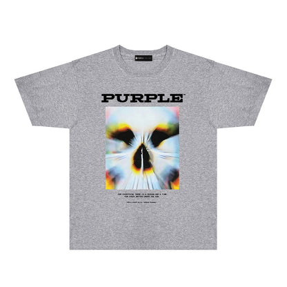 Purple Abstract Cute Pet Graphic T-Shirt Short Sleeve Casual Streetwear Tee PUR091