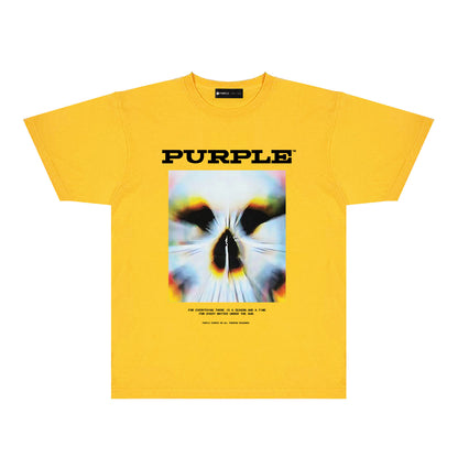 Purple Abstract Cute Pet Graphic T-Shirt Short Sleeve Casual Streetwear Tee PUR091