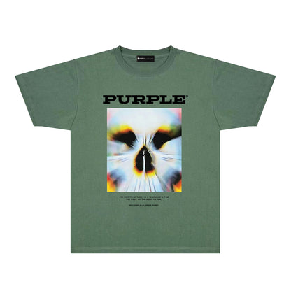 Purple Abstract Cute Pet Graphic T-Shirt Short Sleeve Casual Streetwear Tee PUR091