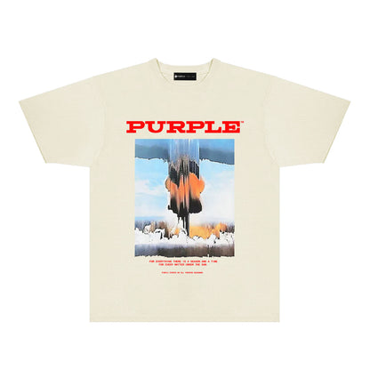 Purple Snowfield Graphic T-Shirt Short Sleeve Casual Streetwear Tee PUR092