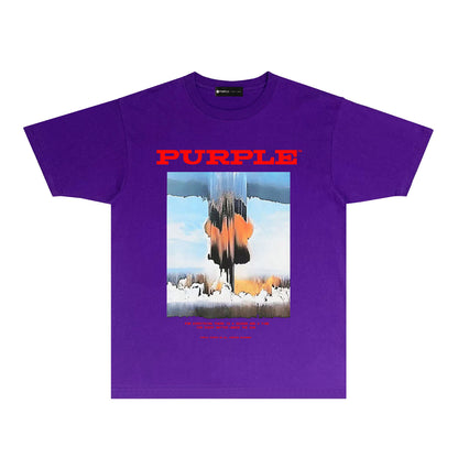 Purple Snowfield Graphic T-Shirt Short Sleeve Casual Streetwear Tee PUR092