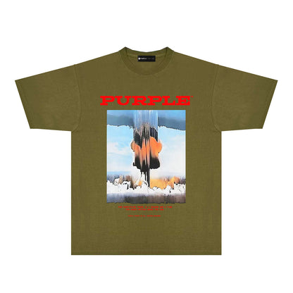 Purple Snowfield Graphic T-Shirt Short Sleeve Casual Streetwear Tee PUR092