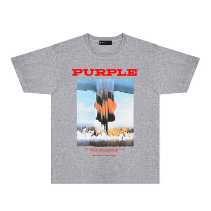 Purple Snowfield Graphic T-Shirt Short Sleeve Casual Streetwear Tee PUR092