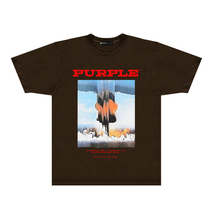 Purple Snowfield Graphic T-Shirt Short Sleeve Casual Streetwear Tee PUR092