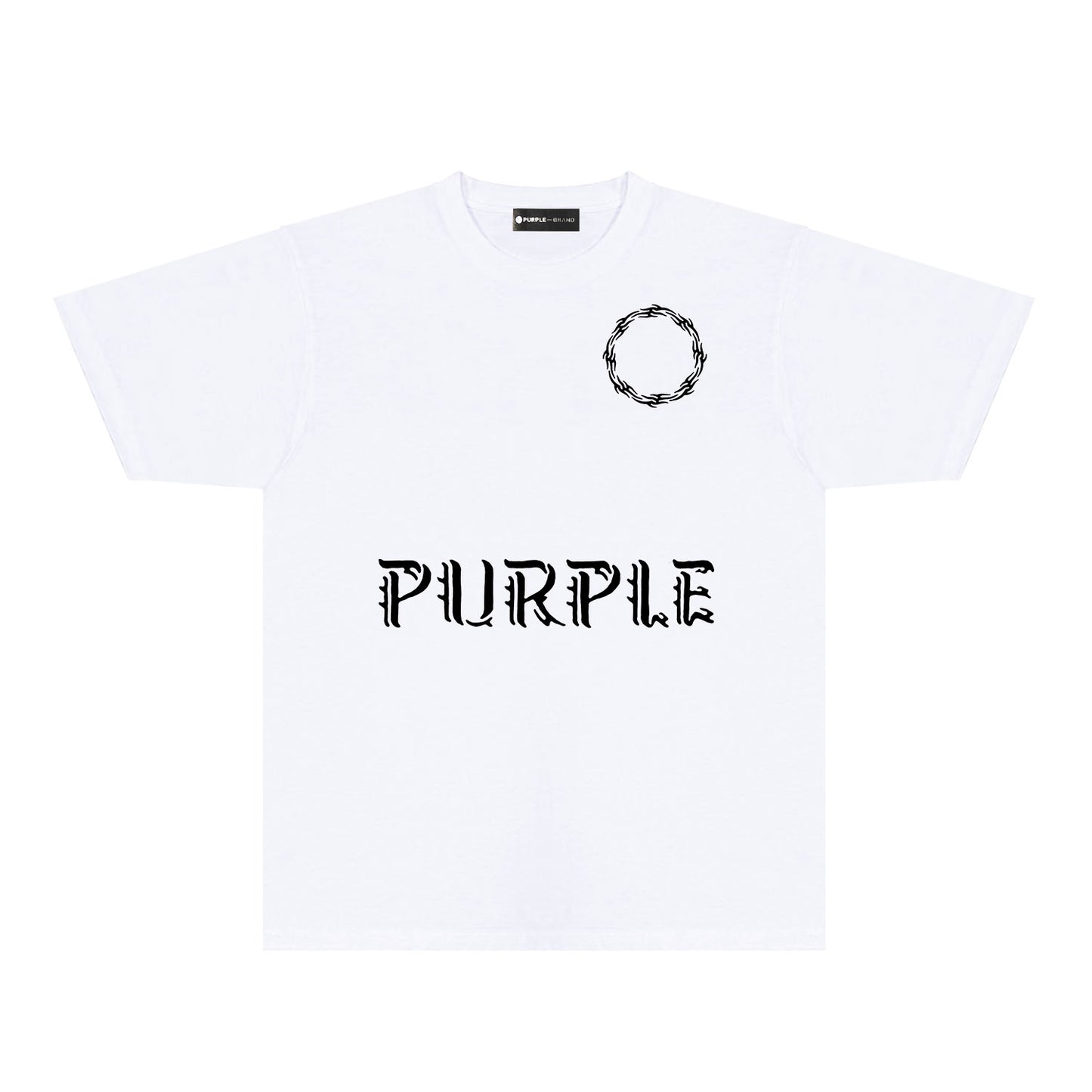 Purple Flame Ring Graphic T-Shirt Short Sleeve Casual Streetwear Tee PUR093