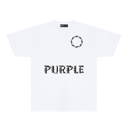 Purple Flame Ring Graphic T-Shirt Short Sleeve Casual Streetwear Tee PUR093