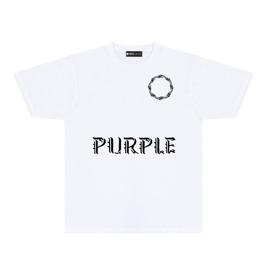 Purple Flame Ring Graphic T-Shirt Short Sleeve Casual Streetwear Tee PUR093