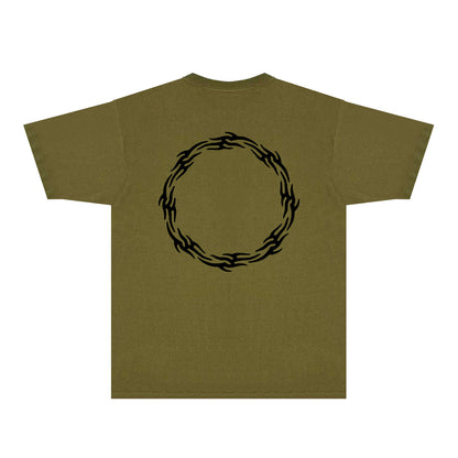 Purple Flame Ring Graphic T-Shirt Short Sleeve Casual Streetwear Tee PUR093