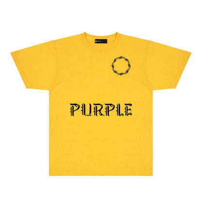 Purple Flame Ring Graphic T-Shirt Short Sleeve Casual Streetwear Tee PUR093