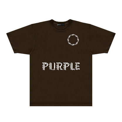 Purple Flame Ring Graphic T-Shirt Short Sleeve Casual Streetwear Tee PUR093