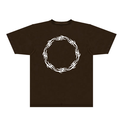 Purple Flame Ring Graphic T-Shirt Short Sleeve Casual Streetwear Tee PUR093