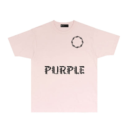 Purple Flame Ring Graphic T-Shirt Short Sleeve Casual Streetwear Tee PUR093