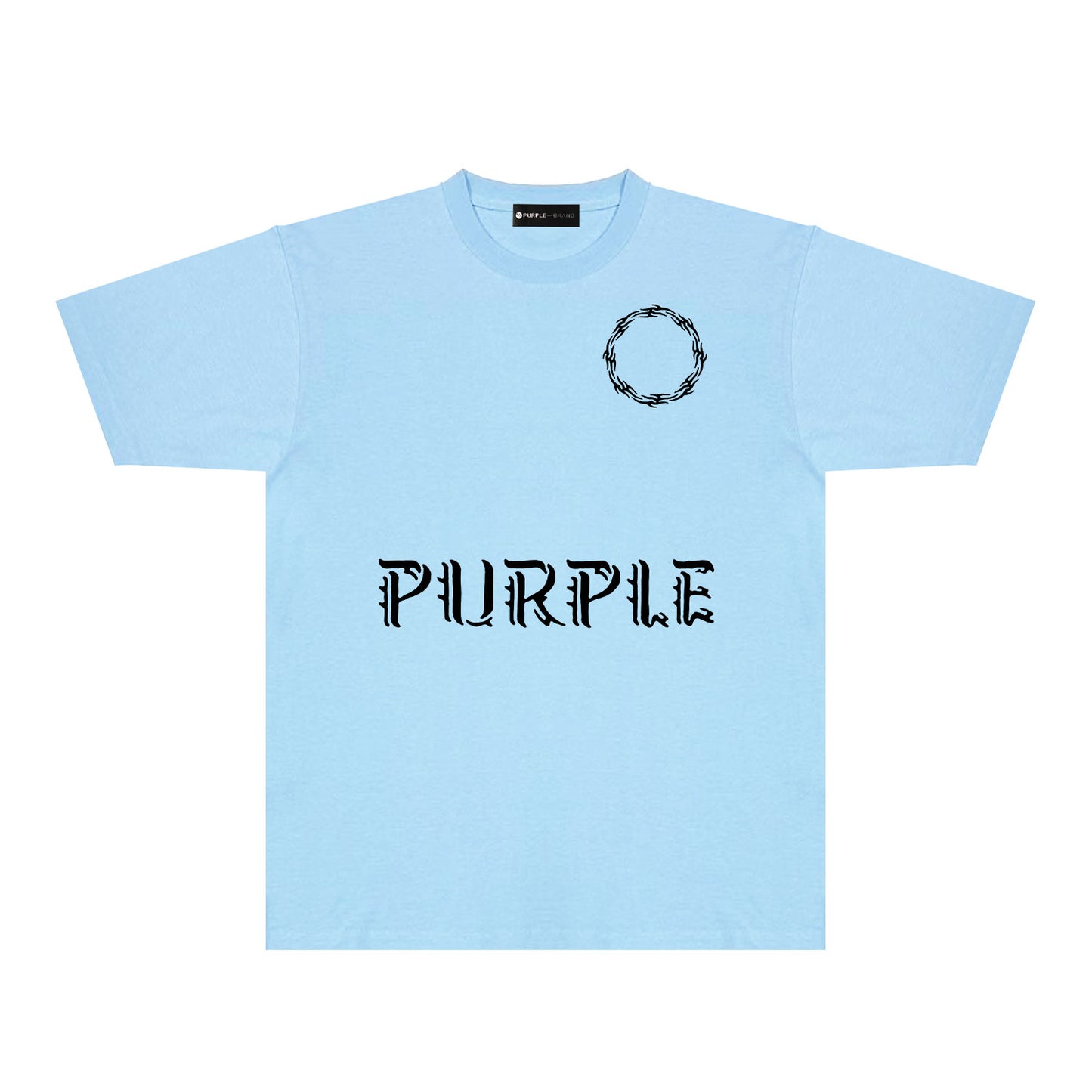 Purple Flame Ring Graphic T-Shirt Short Sleeve Casual Streetwear Tee PUR093